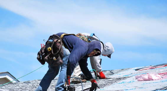 Working on a roof repair