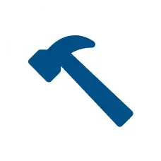 A blue hammer icon.